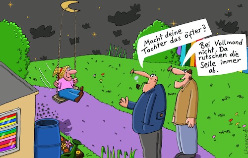 Cartoon: Tochter (medium) by Leichnam tagged tochter,mondschaukel,seile,vater,vollmond,mondsichel,öfter,nacht,sterne,mond,leichnam,leichnamcartoon