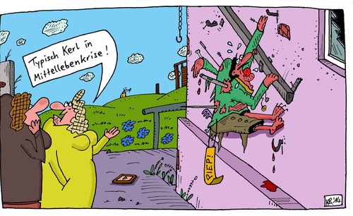 Cartoon: Typisch (medium) by Leichnam tagged typisch,kerl,mittellebenkrise,piep,irr,wahnsinnig,hirnschaden,kaputt,defekt