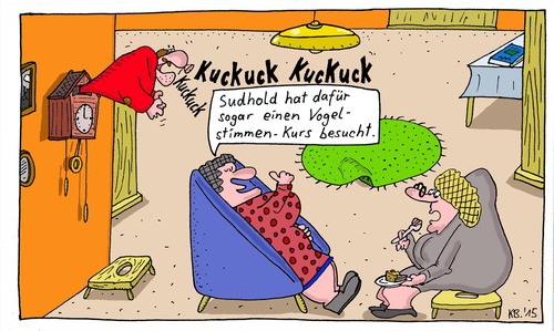 Cartoon: Uhr (medium) by Leichnam tagged uhr,kuckuck,ehe,vogelstimmen,zeit,sudhold,kurs,schulung,lehrgang