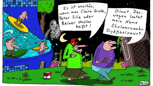 Cartoon: unschön (medium) by Leichnam tagged unschön,claire,grube,peter,silie,namen,nachtbaden,sommer,sonne,urlaub,hitze,strand,freibad,schwimmen,planschen,schall,und,rauch