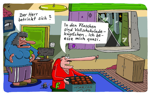 Cartoon: Voller Kasten (medium) by Leichnam tagged voll,kasten,schokolade,kugeln,betrinken,besaufen,leichnam,leichnamcartoon,ehe,flaschen