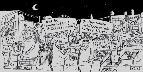 Cartoon: Vorfreude (medium) by Leichnam tagged vorfreude,lokaler,schützenverein,bumsen,sonnenaufgang,grillfest,feier,sommernacht