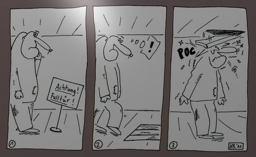 Cartoon: Vorsicht! (medium) by Leichnam tagged vorsicht,falltür,achtung,gefahr