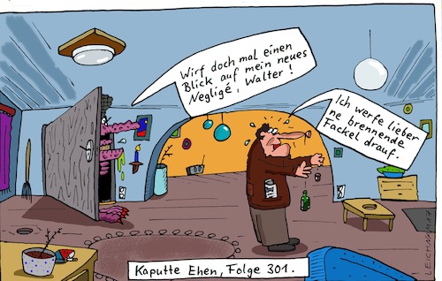 Cartoon: Walter (medium) by Leichnam tagged walter,leichnamcartoon,neglige,fackel,brennend,aufforderung,verführerisch,ehe,liebe,neu,kaputte,ehen,folge,erschrocken