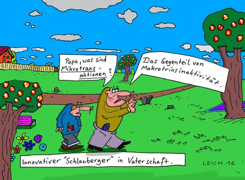 Cartoon: was (medium) by Leichnam tagged was,mikrotransaktionen,gegenteil,vater,sohn,vaterschaft,innovativ,schlauberger