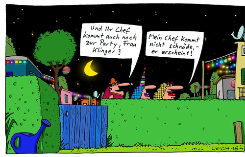 Cartoon: Wat Besseres (medium) by Leichnam tagged wat,besseres,chef,boss,paty,klinger,schnöde,erscheinen,nacht,mond,sterne,feierlichkeit,sommerfest,leichnam