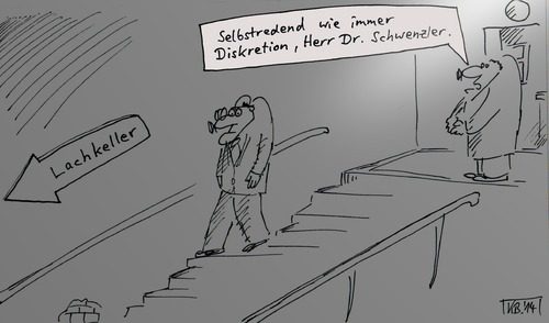 Cartoon: wie immer (medium) by Leichnam tagged wie,immer,lachkeller,diskretion,doktor,schwenzler,nach,unten,ernst