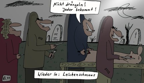 Cartoon: Wieder In ... (medium) by Leichnam tagged wieder,in,drängeln,leichenschmaus,friedhof,totenacker,leichnam,leiche,toter,verblichen