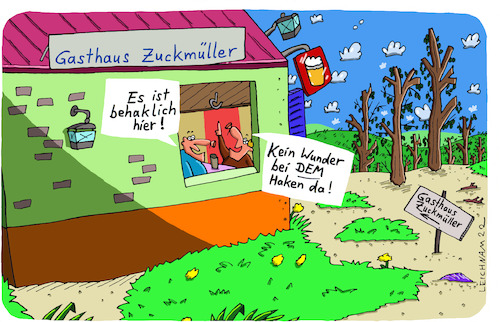 Cartoon: Wohlbefinden (medium) by Leichnam tagged wohlbefinden,gasthaus,behaglich,behaklich,kalauer,leichnam,leichnamcartoon,haken