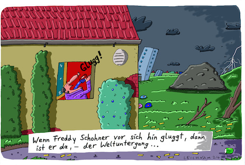 Cartoon: WU (medium) by Leichnam tagged weltuntergang,leichnamcartoon,glugg,getränk,trinken,leichnam
