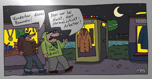 Cartoon: wunderbar (medium) by Leichnam tagged wunderbar,nacht,bummeln,chef,boss,untergebener,normalschicht,worker,arbeiter,strandpromenade,schaufenster,läden,geschäfte