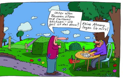 Cartoon: zeichnen (medium) by Leichnam tagged zeichnen,cartoons,zeichner,unter,alten,bäumen,leichnam,leichnamcartoon,geil,keine,ahnung,stiftschwinger,cartoonist,am,tisch