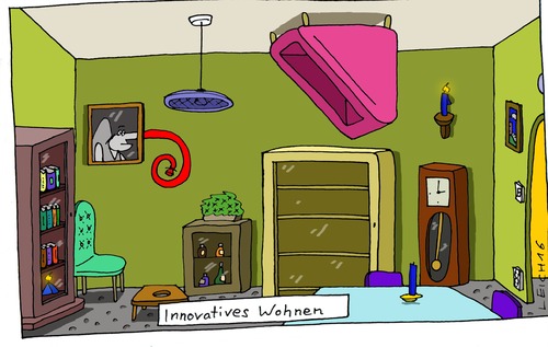 Cartoon: Zimmer (medium) by Leichnam tagged alternative,wohnen,innovatives,wohnung,zimmer