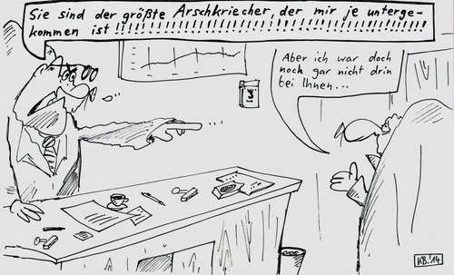 Cartoon: Zorn (medium) by Leichnam tagged zorn,wut,arschkriecher,gar,nicht,drin,boss,chef,untergebener,mitarbeiter,firma,wirtschaft,vorwurf,unterwürfig