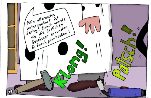 Cartoon: NAK 2 (medium) by Leichnam tagged nak,klimbach,unterseeboot,lilly,rindler,knut,hans,astrid,dorfbach,tauchgang,gewässer,durchsuchen,neugierde,fortbewegungsmittel,werkstatt,schweißen