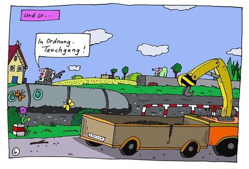 Cartoon: NAK 2 (medium) by Leichnam tagged nak,klimbach,unterseeboot,lilly,rindler,knut,hans,astrid,dorfbach,tauchgang,gewässer,durchsuchen,neugierde,fortbewegungsmittel,werkstatt,schweißen