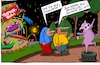 Cartoon: Nachts unterwegs (small) by Leichnam tagged nacht,unterwegs,nachts,töfftöff,bahn,schausteller,attraktion,kirmes,kät,rummel,sausteller,sockel,skulptur,sau,genervt,ungehalten,leichnam,leichnamcartoon