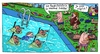 Cartoon: Schlöhz (small) by Leichnam tagged schlöhz,bundeskanzlerin,waldbad,ja,isses,möglich,sommer,sonne,freibad,hitze,kühles,nass,baden,plantschen,sicherheitskräfte,security,waffen,personenschutz