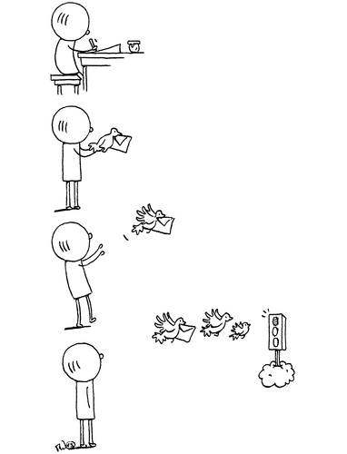 Cartoon: Brieftaube (medium) by Trantow tagged tier,post,verkehr,luft,abschied,technik