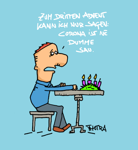 Cartoon: Dritter Advent by Thotra (medium) by Trantow tagged advent,weihnachten,corona,pandemie,virus