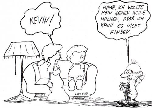 Cartoon: Kevin! (medium) by kusubi tagged kevin,behinderung,gehirn,därme,splatter,eltern,kinder,dumm,idiot