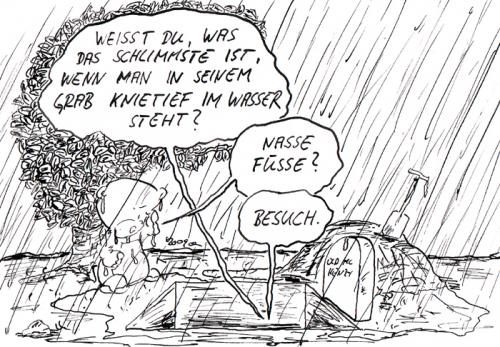 Cartoon: shortcut (medium) by kusubi tagged grab,regen,besuch,fragen,sterben