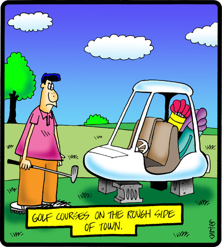 Cartoon: Bad Golf Courses (medium) by cartertoons tagged golf,sports,recreation,crime,danger,vandalism,golf,sports,recreation,crime,danger,vandalism