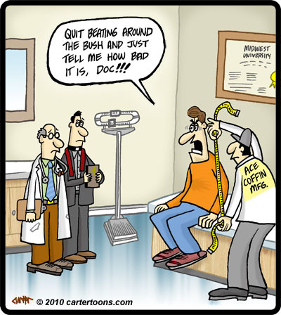 Cartoon: Bad Prognosis (medium) by cartertoons tagged medical,prognosis,doctor,patient,exam