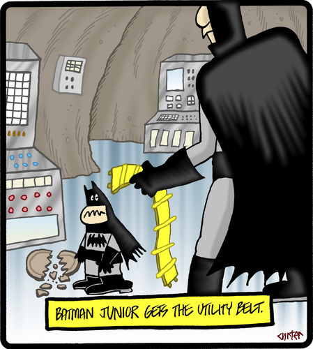 Cartoon: Bat Belt (medium) by cartertoons tagged bat,man,cave,child,punishment,belt