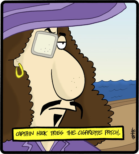 Cartoon: Captain Hook Patch (medium) by cartertoons tagged smoking,health,hook,patch,sea,ocean,ship,smoking,health,hook,patch,sea,ocean,ship