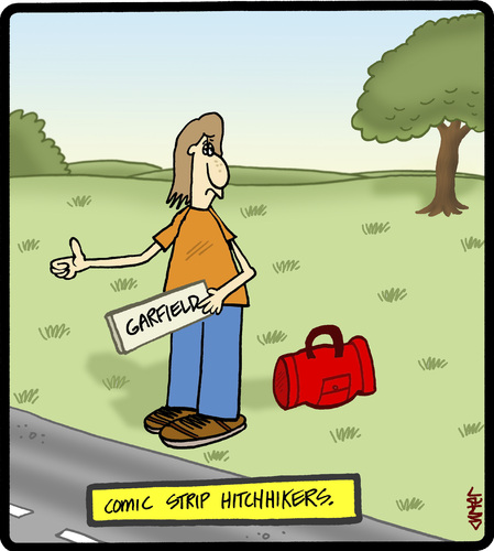 Cartoon: Comic Strip Hitchhiker (medium) by cartertoons tagged comic,strips,hitchhikers,signs,travel,comics,comic,strips,hitchhikers,signs,travel,comics