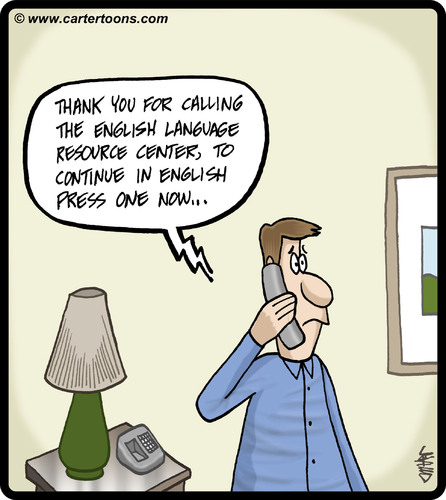 English Language Hotline By cartertoons | Media & Culture Cartoon | TOONPOOL