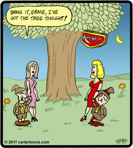 Cartoon: Keebler Tree Fight (medium) by cartertoons tagged keebler,elves,date,night,tree