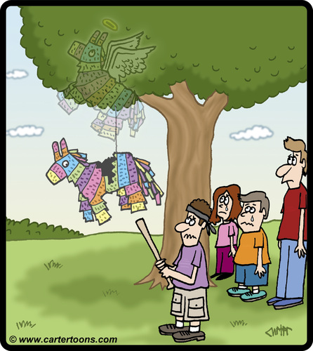 Cartoon: Pinata Angel (medium) by cartertoons tagged pinata,pinatas,games,fun,outdoors,recreation,kids,yard,backyard,death,angel,angels