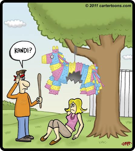 Cartoon: Pinata Girl (medium) by cartertoons tagged pinata,girl,tree,candy,party