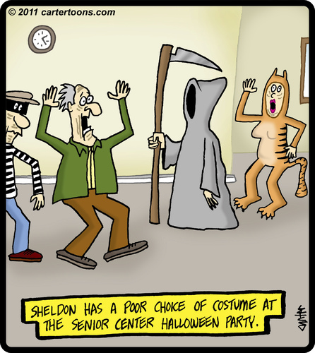 Cartoon: Senior Halloween Party (medium) by cartertoons tagged old,reaper,grim,seniors,death,party,halloween