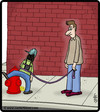 Cartoon: Leash Kid Peeing (small) by cartertoons tagged kids children parenting peeing urine urination