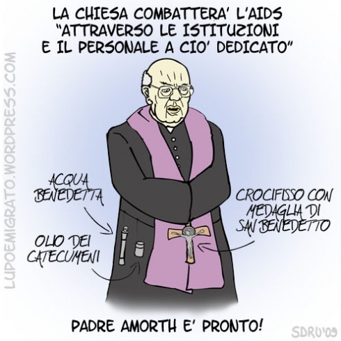 Cartoon: Esorcismi (medium) by sdrummelo tagged benedetto,xvi,joseph,ratzinger,chiesa,cattolica,aids,esorcismo,padre,amorth