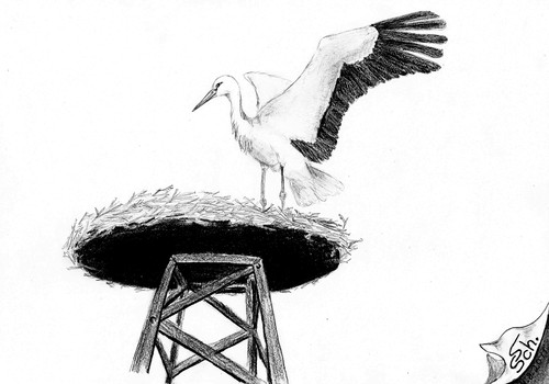 Cartoon: Storchennest (medium) by swenson tagged animal,tier,storch,bird,vogel,stork,nest