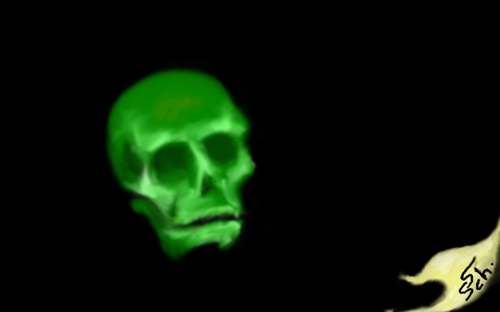 Cartoon: the green 3-S (medium) by swenson tagged skull,schädel,totenkopf,schwert,sword,säbel,ship,schiff,pirat