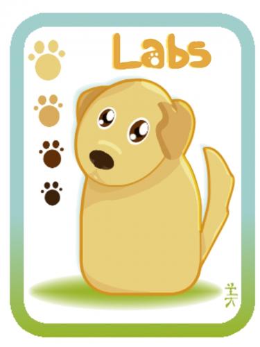 Cartoon: Love of Labs (medium) by Fubuki tagged dog,labrador,retriever,sweet,puppy,animal,card,characterization,pet,yellow