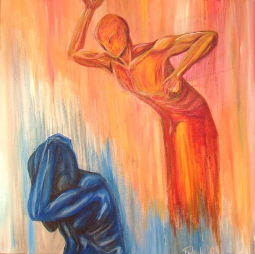 Cartoon: Revanche (medium) by Fubuki tagged psychology,psycho,revenge,rache,gewalt,violence,selbstporträt,kunst,art,canvas,paint,malen