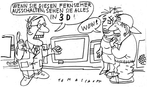 Cartoon: 3D (medium) by Jan Tomaschoff tagged 3d,tv,3d,tv,technik,technologie,fernseher