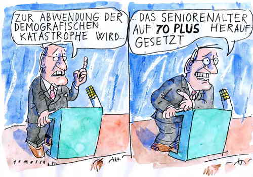 Cartoon: 70 plus (medium) by Jan Tomaschoff tagged renten,rentner