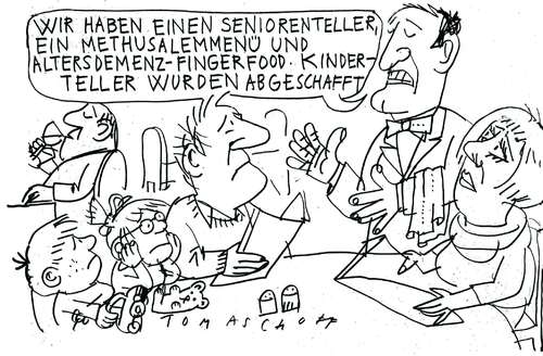 Cartoon: A La Carte (medium) by Jan Tomaschoff tagged generationen,demografie,rentner,kinder,senioren