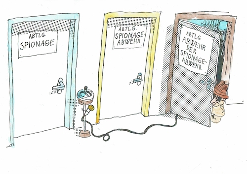 Cartoon: Abwehr (medium) by Jan Tomaschoff tagged spionage,spionage