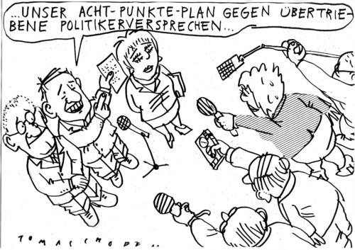 Cartoon: Achtpunkteplan (medium) by Jan Tomaschoff tagged politikerversprechen,politiker,versprechen