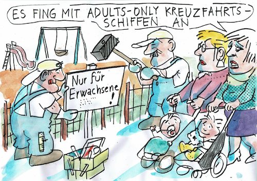 Cartoon: adults only (medium) by Jan Tomaschoff tagged kinder,bequemlichkeit,spiesser,kinder,bequemlichkeit,spiesser
