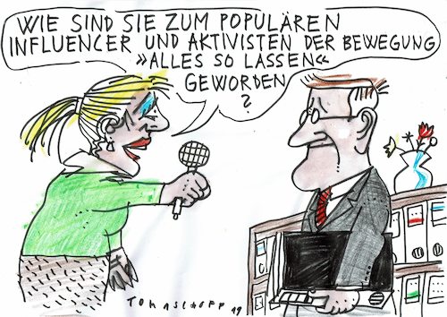 Cartoon: Aktivist (medium) by Jan Tomaschoff tagged fortschritt,konservativismus,aktivisten,fortschritt,konservativismus,aktivisten
