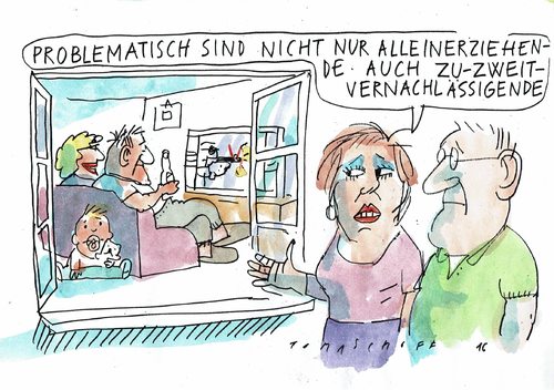 Cartoon: alleinerziehend (medium) by Jan Tomaschoff tagged erziehung,familie,kinder,erziehung,familie,kinder